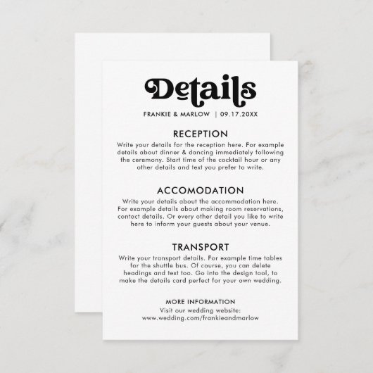 ミニマモダンリストレトロカジュアル詳細 エンクロージャーカード (正面/裏面)