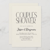 ミニマモダンリストレトロタイポグラフィカップルシャワー 招待状 (正面/裏面)