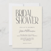 ミニマモダンリストレトロタイポグラフィブライダルシャワー 招待状 (正面)