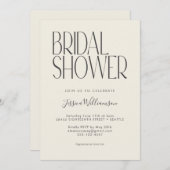 ミニマモダンリストレトロタイポグラフィブライダルシャワー 招待状 (正面/裏面)