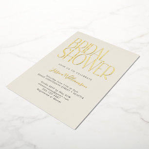 ミニマモダンリストレトロブライダルシャワー金ゴールド 箔招待状