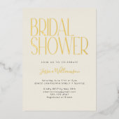 ミニマモダンリストレトロブライダルシャワー金ゴールド 箔招待状 (正面)