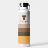 ミニマモダンリストレトロヴィンテージ茶ストライプ色 ウォーターボトル (背面)