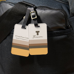 ミニマモダンリストレトロヴィンテージ茶ストライプ色 ラゲッジタグ