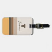 ミニマモダンリストレトロヴィンテージ茶ストライプ色 ラゲッジタグ (正面横)