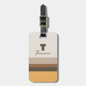ミニマモダンリストレトロヴィンテージ茶ストライプ色 ラゲッジタグ (正面縦)