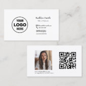ミニマモダンリストロゴ写真QRコードプロフェッショナル 名刺 (正面/裏面)