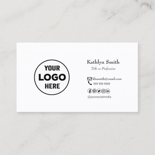 ミニマモダンリストロゴ写真QRコードプロフェッショナル 名刺 (正面)