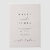 ミニマモダンリストロマンチックアイボリー結婚ズ ベラム紙招待状 (正面)