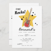 ミニマモダンリストワンロックベビー1st誕生日 招待状 (正面/裏面)