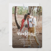 ミニマモダンリストヴィンテージレトロ結婚写真 招待状 (正面)