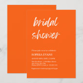 ミニマモダンリストヴィヴィヴィッドオレンジブライダルシャワー 招待状 (正面/裏面)