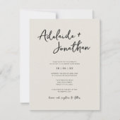 ミニマモダンリスト予算アイボリー結婚式招待状 招待状 (正面)