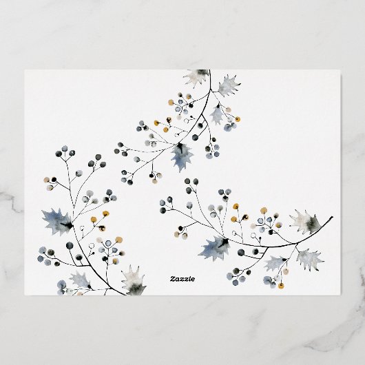 ミニマモダンリスト企業ののクリスマスオーガニック金ゴールド 箔シーズンカード (裏面)