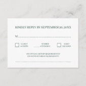 ミニマモダンリスト伝統的グリーンRSVP エンクロージャーカード (正面)