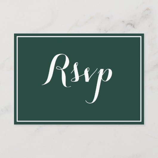 ミニマモダンリスト伝統的グリーンRSVP エンクロージャーカード (裏面)
