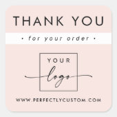 ミニマモダンリスト光赤面ピンク感謝していビジネス スクエアシール (正面)