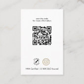 ミニマモダンリスト公証人フォトシンプルフォトQRコード 名刺 (裏面)