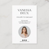 ミニマモダンリスト公証人フォトシンプルフォトQRコード 名刺 (正面)