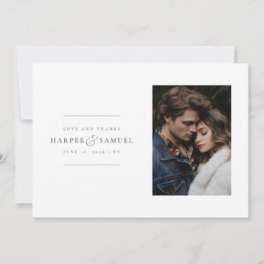 ミニマモダンリスト写真ありがとうご結婚ざいます サンキューカード (正面)