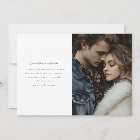 ミニマモダンリスト写真ありがとうご結婚ざいます サンキューカード (裏面)