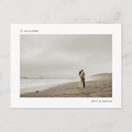 ミニマモダンリスト写真たった今結婚しましたの展開 案内ポストカード (正面)