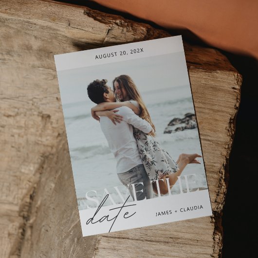 ミニマモダンリスト写真の日付の保存 招待状