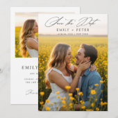 ミニマモダンリスト写真の日付の保存 招待状 (正面/裏面)