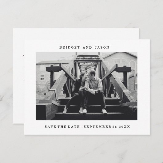 ミニマモダンリスト写真の日付を保存 案内ポストカード (正面/裏面)