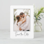 ミニマモダンリスト写真の日付を保結婚存 招待状 (スタンド正面)