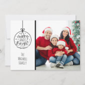 ミニマモダンリスト写真の明るいメリークリスマス シーズンカード (正面)