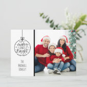 ミニマモダンリスト写真の明るいメリークリスマス シーズンカード (スタンド正面)