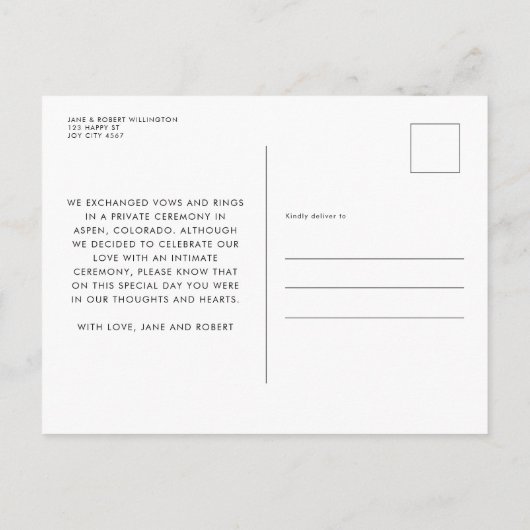 ミニマモダンリスト写真の書道の落書 案内ポストカード (裏面)