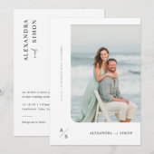 ミニマモダンリスト写真の結婚式の招待 招待状 (正面/裏面)