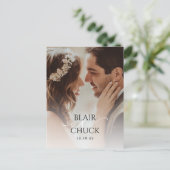 ミニマモダンリスト写真の結婚式は日付を保存 ポストカード (スタンド正面)