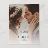 ミニマモダンリスト写真の結婚式は日付を保存 ポストカード (正面)