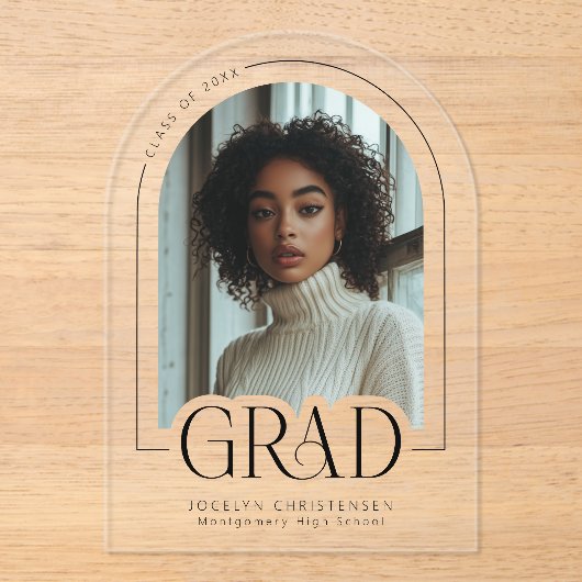 ミニマモダンリスト写真アクリルの卒業発表 アクリル招待状 (正面)