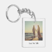 ミニマモダンリスト写真ウェディング日付を保存 キーホルダー (正面左)