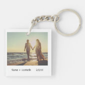 ミニマモダンリスト写真ウェディング日付を保存 キーホルダー (裏面)
