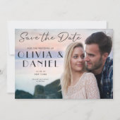 ミニマモダンリスト写真ウェディング日付を保存 招待状 (正面)