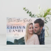 ミニマモダンリスト写真ウェディング日付を保存 招待状 (スタンド正面)