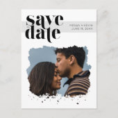 ミニマモダンリスト写真ウェディング日付を保存 案内ポストカード (正面)