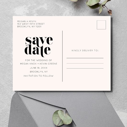 ミニマモダンリスト写真ウェディング日付を保存 案内ポストカード