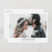 ミニマモダンリスト写真ウェディング日付を保存 案内ポストカード (正面/裏面)