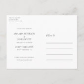 ミニマモダンリスト写真ウェディング日付を保存 案内ポストカード (裏面)