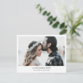 ミニマモダンリスト写真ウェディング日付を保存 案内ポストカード (スタンド正面)