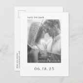 ミニマモダンリスト写真ウェディング日付を保存 案内ポストカード (正面/裏面)