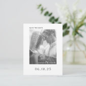 ミニマモダンリスト写真ウェディング日付を保存 案内ポストカード (スタンド正面)