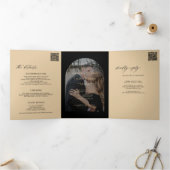 ミニマモダンリスト写真ウェディングrsvp詳細ブラック 三つ折り招待状 (内部)