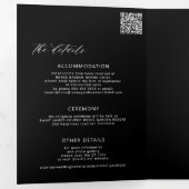 ミニマモダンリスト写真ウェディングrsvp詳細ブラック 三つ折り招待状 (内部最初)